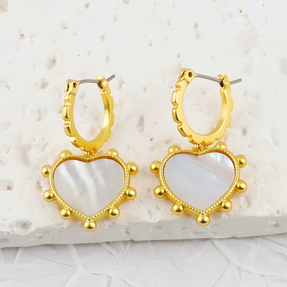 Tory Burch Gold Plated Brass Earrings Natural Mother of Pearl Lapis Lazuli